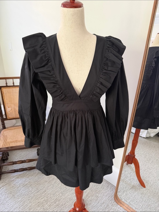 bynv Dresses & Skirts - Black V-Neck Ruffle Mini Dress